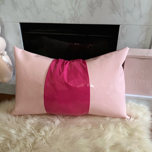 Two-Toned Pink Faux Leather 16 X 26 Throw Pillow - Picture 6 of 10